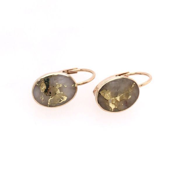 14K Yellow Gold Lever Back Earrings with Gold Quartz (8x6mm oval) Bluestone Jewelry Tahoe City, CA