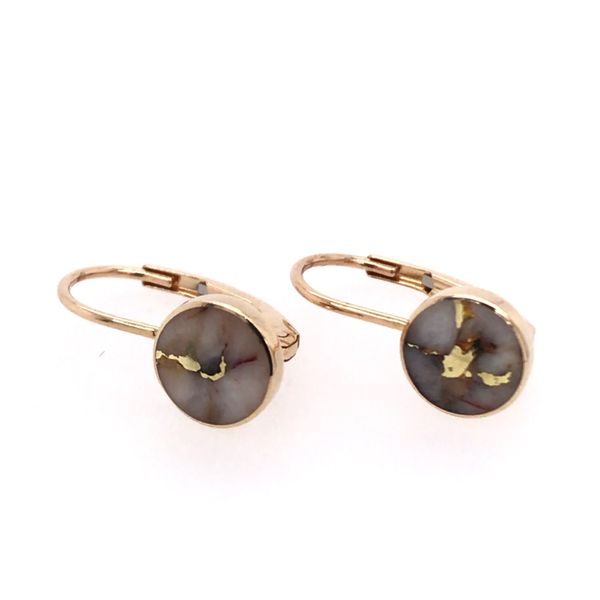 14K Yellow Gold Lever Back Earrings with Gold Quartz (6mm round) Image 2 Bluestone Jewelry Tahoe City, CA