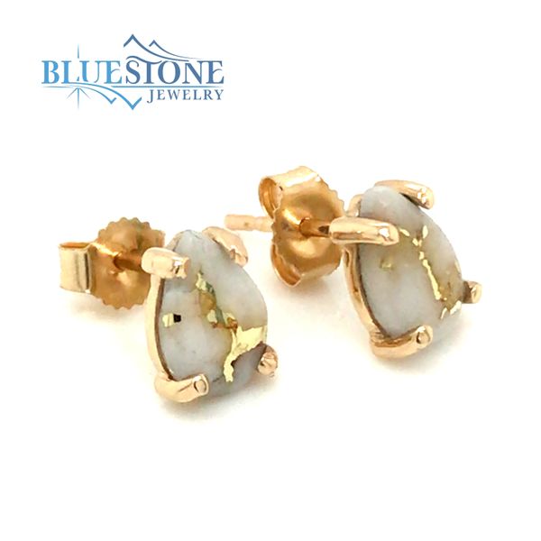 14K Yellow Gold Stud Earrings with Gold Quartz (7x5mm pear) Image 2 Bluestone Jewelry Tahoe City, CA
