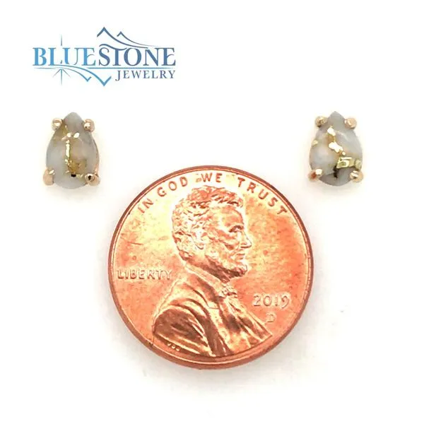 14K Yellow Gold Stud Earrings with Gold Quartz (7x5mm pear) Image 3 Bluestone Jewelry Tahoe City, CA