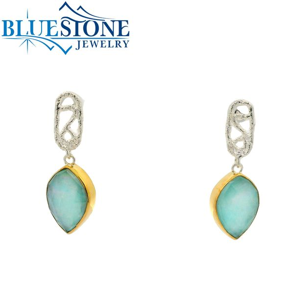 Silver & Gold Earrings with Mother of Pearl Bluestone Jewelry Tahoe City, CA