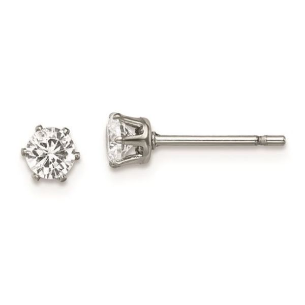 Stainless Steel 4mm CZ Stud Earrings Bluestone Jewelry Tahoe City, CA