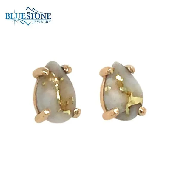 14K Yellow Gold Stud Earrings with Gold Quartz (7x5mm pear) Bluestone Jewelry Tahoe City, CA