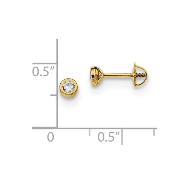 14kt Yellow Gold 3.8mm Screw Back Earrings with CZs Image 2 Bluestone Jewelry Tahoe City, CA
