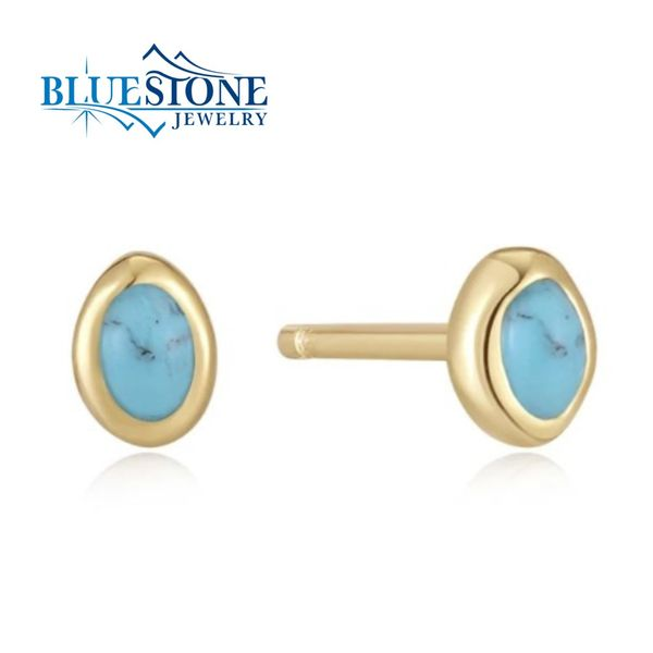 Yellow Gold Plated Earrings with Turquoise Bluestone Jewelry Tahoe City, CA