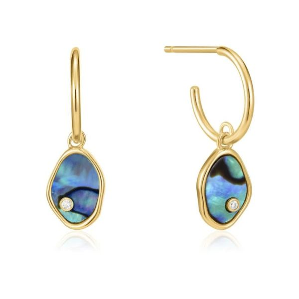 Sterling Silver with 14 Karat Yellow Gold Plating Hoop Earrings with A Bluestone Jewelry Tahoe City, CA