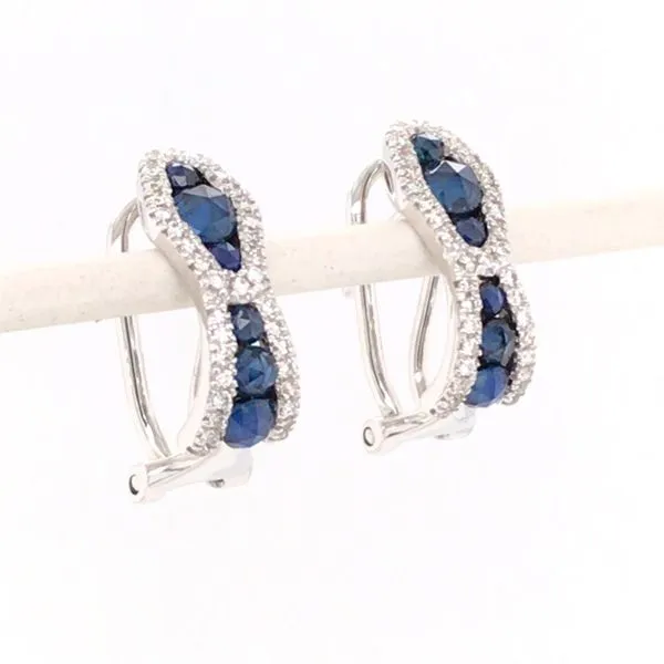 14kt White Gold Earrings with Sapphire and Diamonds Bluestone Jewelry Tahoe City, CA