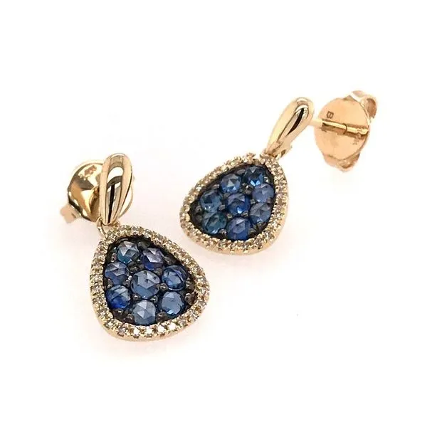 14 Karat Yellow Gold Earrings with Sapphires and Diamonds Bluestone Jewelry Tahoe City, CA