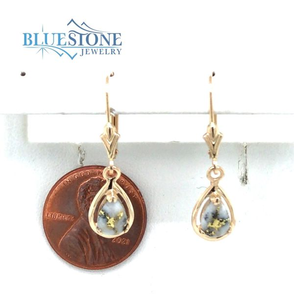 14K Yellow Gold Lever Back Earrings with Gold Quartz (7x5mm pear) Image 3 Bluestone Jewelry Tahoe City, CA
