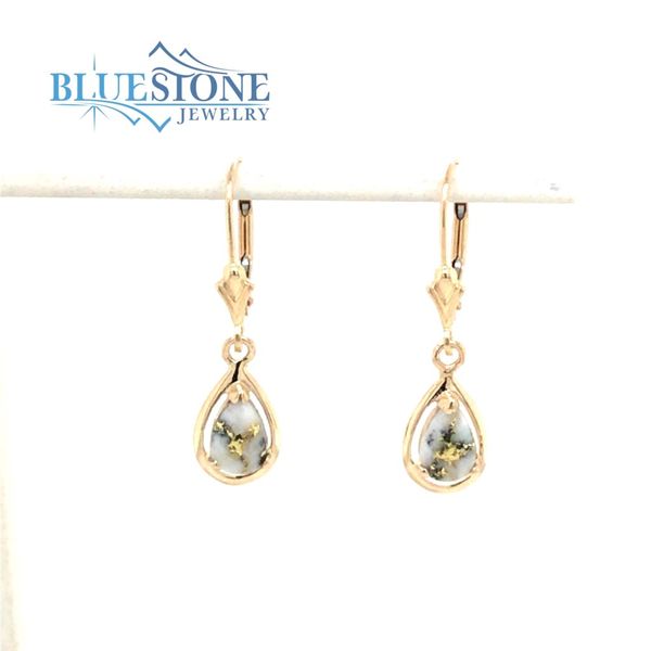 14K Yellow Gold Lever Back Earrings with Gold Quartz (7x5mm pear) Bluestone Jewelry Tahoe City, CA