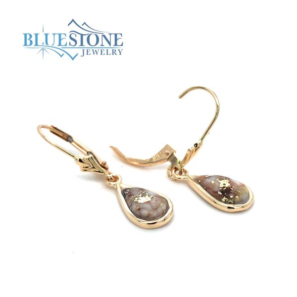 14K Yellow Gold Lever Back Earrings with Gold Quartz Image 2 Bluestone Jewelry Tahoe City, CA