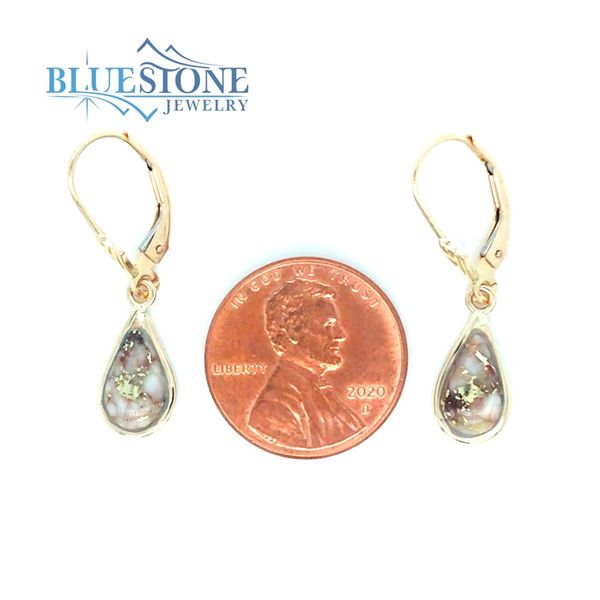 14K Yellow Gold Lever Back Earrings with Gold Quartz Image 3 Bluestone Jewelry Tahoe City, CA