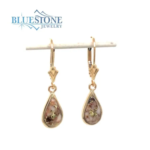 14K Yellow Gold Lever Back Earrings with Gold Quartz Bluestone Jewelry Tahoe City, CA