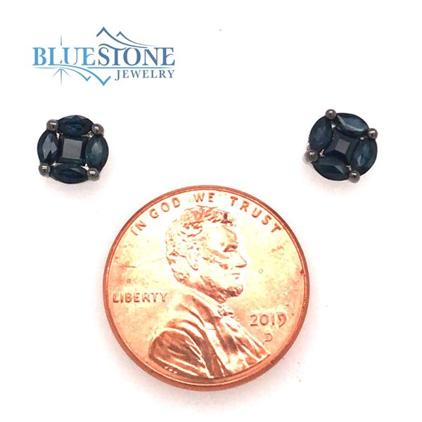 14 Karat White Gold Stud Earrings with 10 Blue Sapphires at 1.25 Carat Image 4 Bluestone Jewelry Tahoe City, CA