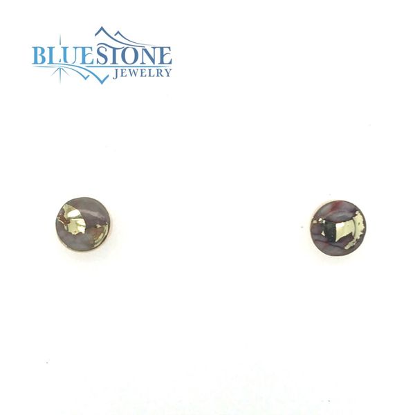 14 Karat Yellow Gold Stud Earrings with Two 5mm Round Gold Quartz gems Image 2 Bluestone Jewelry Tahoe City, CA