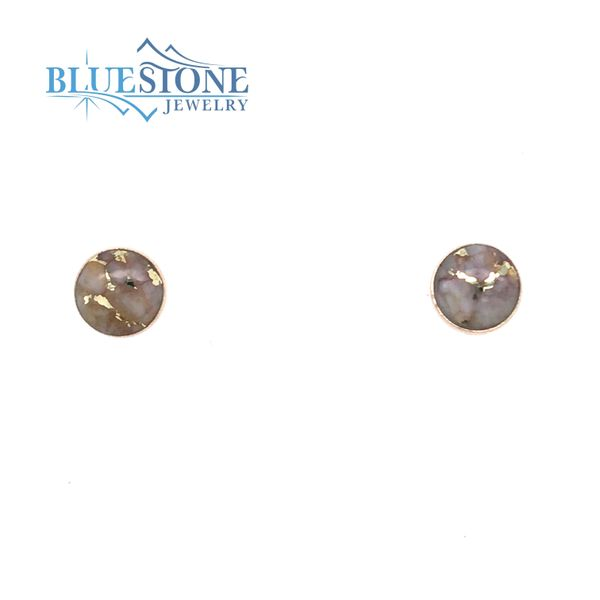 14 Karat Yellow Gold 6mm Stud Earrings with 2 Round Gold Quartz Gemsto Image 2 Bluestone Jewelry Tahoe City, CA