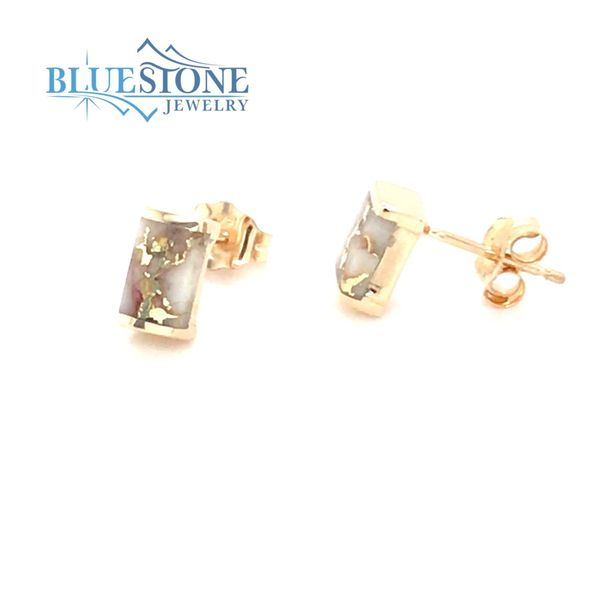 14 Karat Yellow Gold Stud Earrings with Two 6 x4mm Rectangular Cut Gol Image 2 Bluestone Jewelry Tahoe City, CA