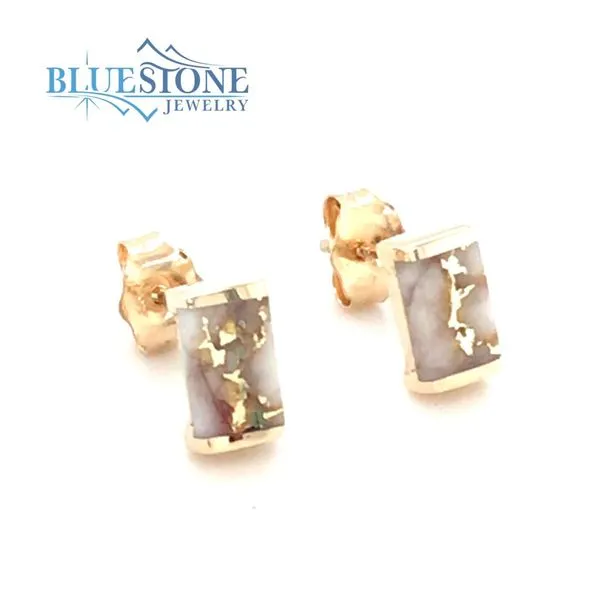 14 Karat Yellow Gold Stud Earrings with Two 6 x4mm Rectangular Cut Gol Bluestone Jewelry Tahoe City, CA