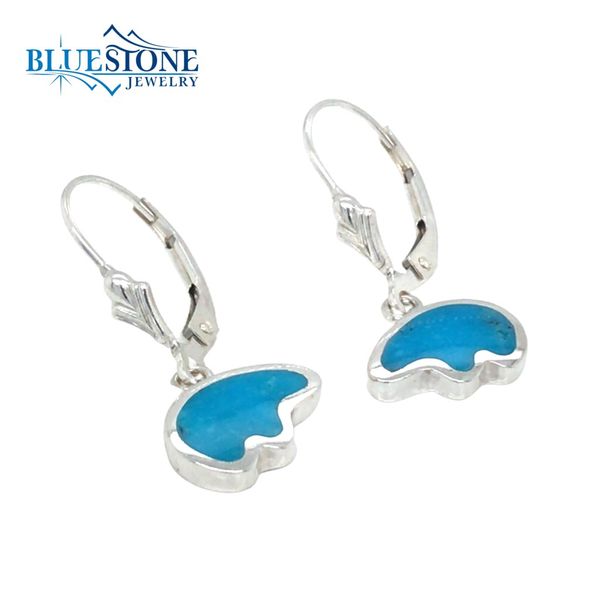 Sterling Silver Lever Back Earrings with 2 Bear Shaped Turquoise Gemst Bluestone Jewelry Tahoe City, CA