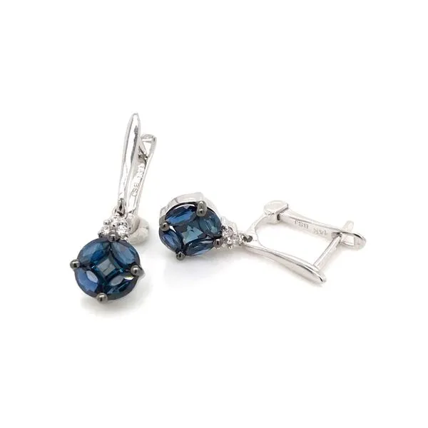 14 Karat White Gold Earrings with Sapphires and Diamonds Image 2 Bluestone Jewelry Tahoe City, CA