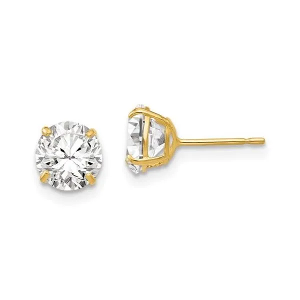 14kt Yellow Gold 6mm CZ Stud Earrings Bluestone Jewelry Tahoe City, CA