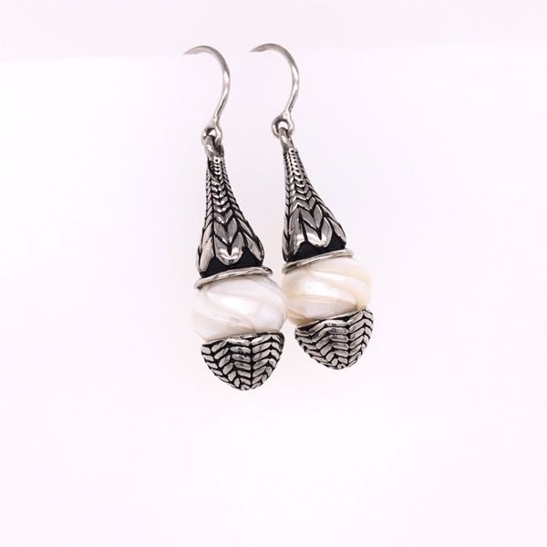 Silver Earrings w/ Hand Craved Pearls Bluestone Jewelry Tahoe City, CA