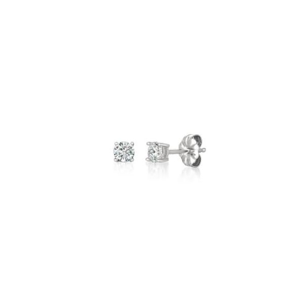 Silver with Platinum Plating 4mm CZ Earrings Image 2 Bluestone Jewelry Tahoe City, CA