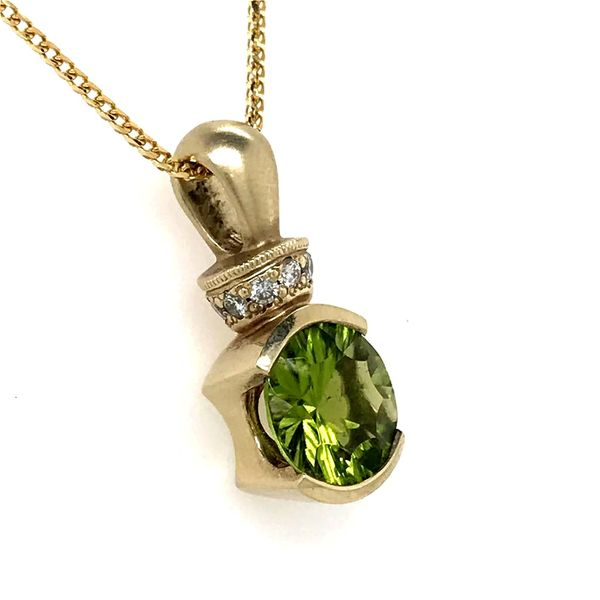 14kt Yellow/Green Gold Pendant with Peridot and Diamonds Image 2 Bluestone Jewelry Tahoe City, CA