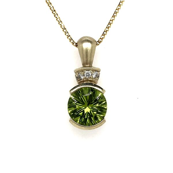 14kt Yellow/Green Gold Pendant with Peridot and Diamonds Bluestone Jewelry Tahoe City, CA