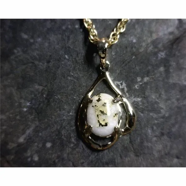 14 Karat Yellow Gold Pendant with a 10 x 8mm oval  cut Gold Quartz gem Bluestone Jewelry Tahoe City, CA