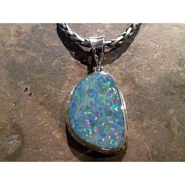 Sterling Silver Opal Pendant on Handwoven 19'' Chain Bluestone Jewelry Tahoe City, CA