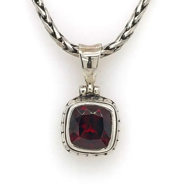 Small Sterling Silver Garnet Pendant with Chain Bluestone Jewelry Tahoe City, CA