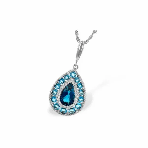 14K White Gold Pendant with London Blue Topas & Swiss Blue Topaz Bluestone Jewelry Tahoe City, CA