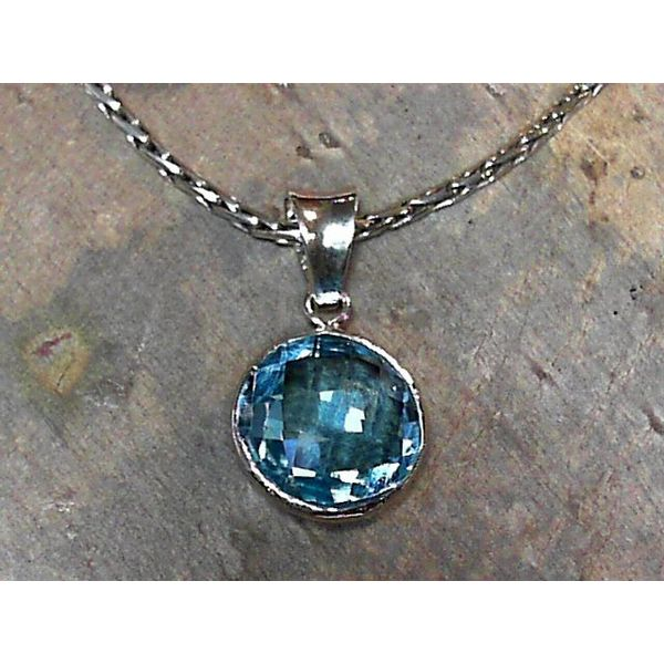 Small Silver Pendant with Briolette Topaz and Chain Bluestone Jewelry Tahoe City, CA