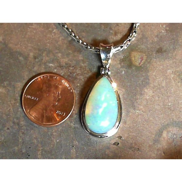 Sterling Silver Ethiopian Opal Pendant on a Handwoven Chain Image 2 Bluestone Jewelry Tahoe City, CA