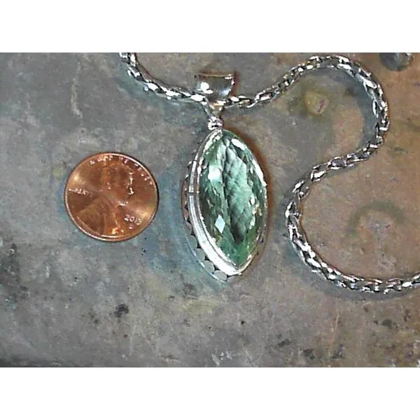 Sterling Silver Pendant with One Marquise Green Amethyst Image 2 Bluestone Jewelry Tahoe City, CA