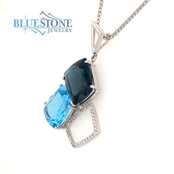 14KWG Pendant w/ London & Swiss Blue Topaz & Diamonds(50%OFF) Image 3 Bluestone Jewelry Tahoe City, CA