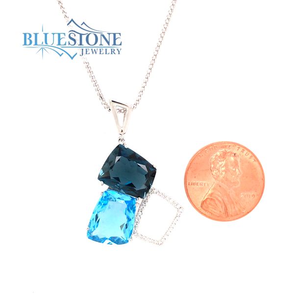 14KWG Pendant w/ London & Swiss Blue Topaz & Diamonds(50%OFF) Image 4 Bluestone Jewelry Tahoe City, CA