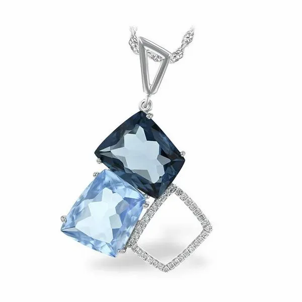 14KWG Pendant w/ London & Swiss Blue Topaz & Diamonds(50%OFF) Bluestone Jewelry Tahoe City, CA