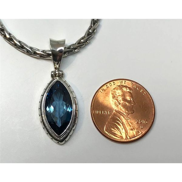 Sterling Silver Blue Topaz Pendant on Chain Image 3 Bluestone Jewelry Tahoe City, CA