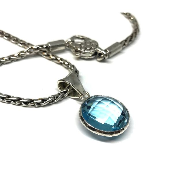 Medium Silver Pendant with Briolette Topaz and Chain Image 2 Bluestone Jewelry Tahoe City, CA