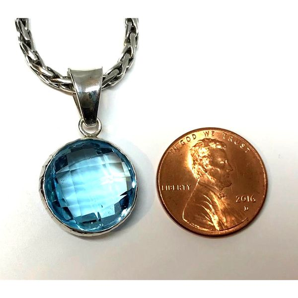 Medium Silver Pendant with Briolette Topaz and Chain Image 3 Bluestone Jewelry Tahoe City, CA