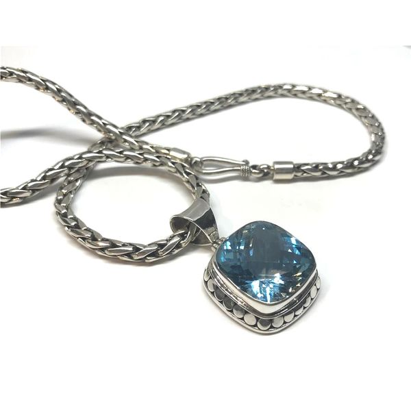 Sterling Silver Blue Topaz  Pendant on 17