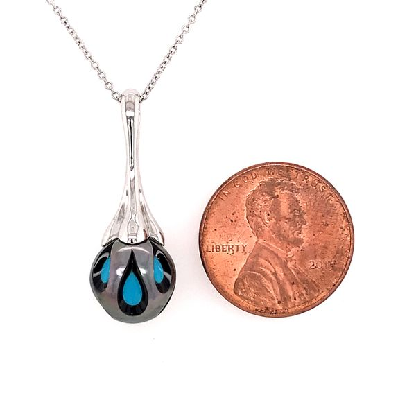 14 Karat White Gold Pendant with a Tahitian Pearl with Turquoise within pearl Image 3 Bluestone Jewelry Tahoe City, CA
