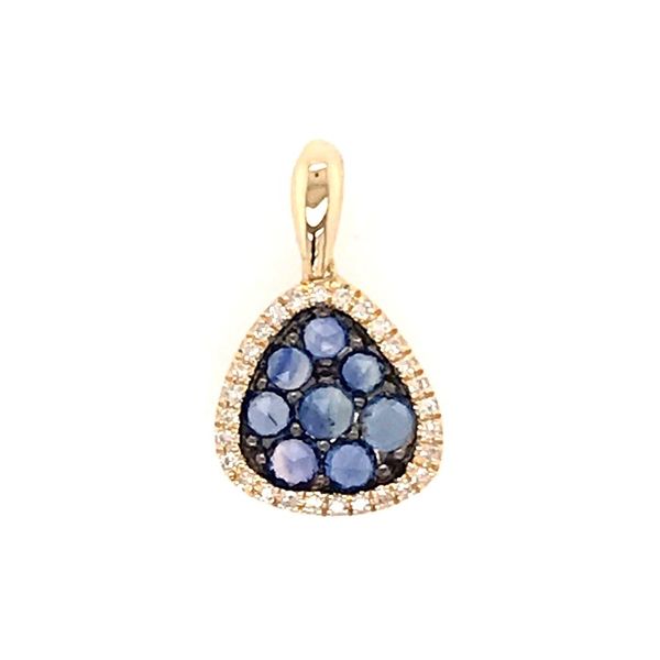 14 Karat Yellow Gold Sapphire and Diamond Pendant Image 2 Bluestone Jewelry Tahoe City, CA