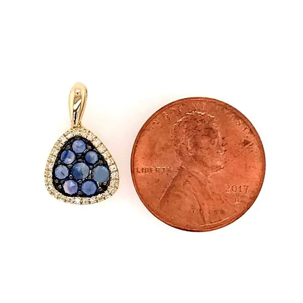 14 Karat Yellow Gold Sapphire and Diamond Pendant Image 3 Bluestone Jewelry Tahoe City, CA