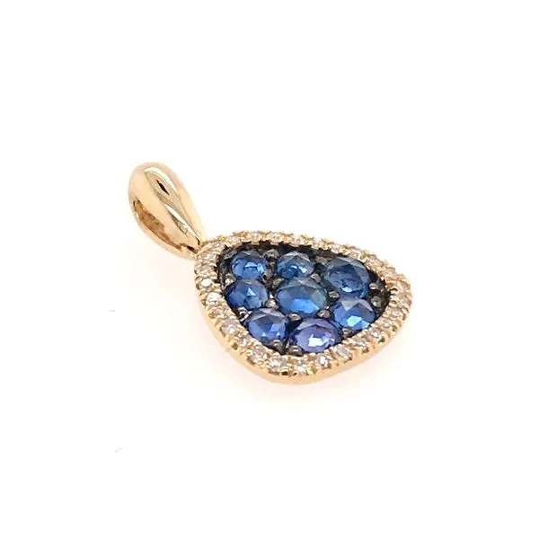 14 Karat Yellow Gold Sapphire and Diamond Pendant Bluestone Jewelry Tahoe City, CA