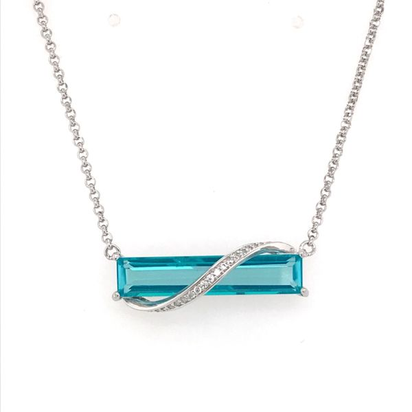 Sterling Silver with Rhodium Plating Necklace with a Large Horizontal Emerald Cut Green Mystic Quartz Bluestone Jewelry Tahoe City, CA