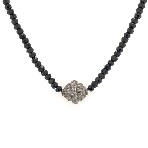 Black Spinel Beaded Necklace with Diamonds Bluestone Jewelry Tahoe City, CA