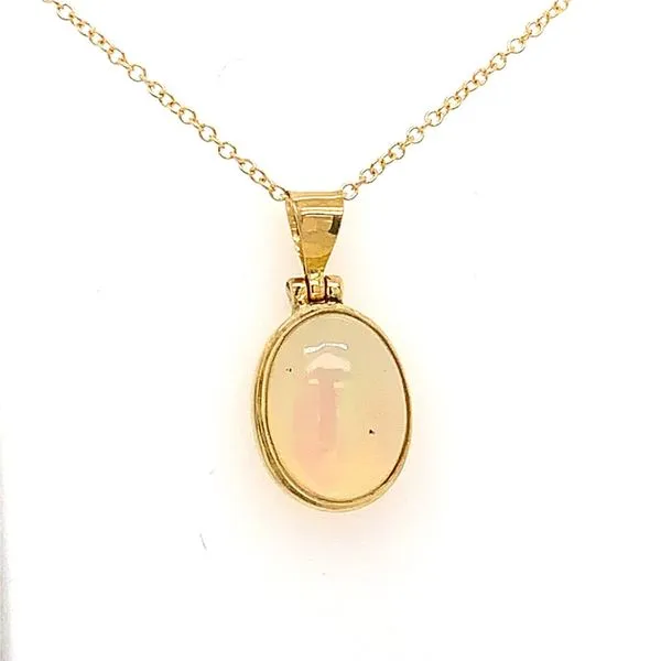 Gold Ethiopean Opal Pendant with Chain Image 2 Bluestone Jewelry Tahoe City, CA